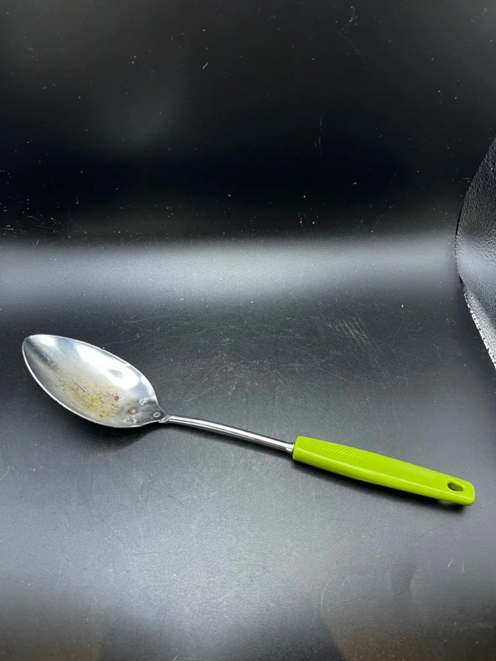 Vintage FOLEY Serving Spoon Avocado Green Handle 11 1/2”